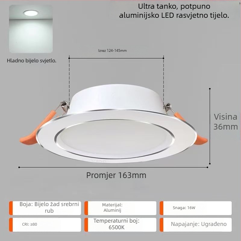 FSL LED ugrađeni downlight u strop, 2,5 inča, ultra-tanki aluminijski kućište, usmjereno svjetlo za dnevni boravak i hodnik