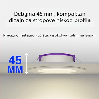 LED downlight za dnevni boravak, 5W/9W/12W, ugrađeni otvor promjera 7,5 cm, 220V, temperatura boje 6500K/4000K/3000K