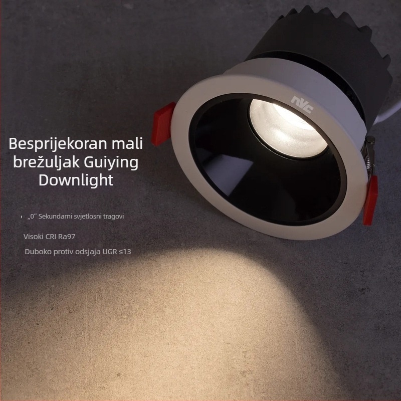 NVC Lighting RA97 LED spot svjetlo s anti-glare, ugrađeno u strop s uskim rubom, Guiying (CRI ≥95)