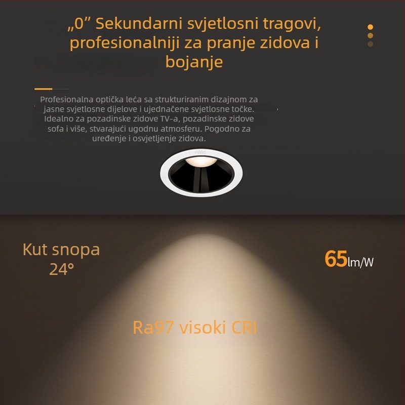NVC Lighting RA97 LED spot svjetlo s anti-glare, ugrađeno u strop s uskim rubom, Guiying (CRI ≥95)