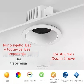 LED downlight s anti-glare, uski okvir od 98 mm, za hodnik i kuhinju, ugrađeno stropno svjetlo, duboka čašica, bez glavnog svjetla