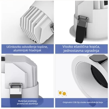 LED downlight s anti-glare, uski okvir od 98 mm, za hodnik i kuhinju, ugrađeno stropno svjetlo, duboka čašica, bez glavnog svjetla