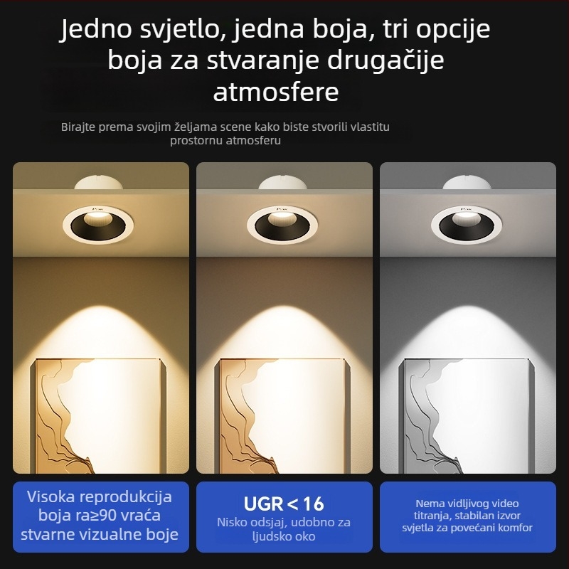 Aurora LED spot rasvjeta za zaštitu očiju, duboki anti-glare, ugrađeno zidno osvjetljenje za televizor