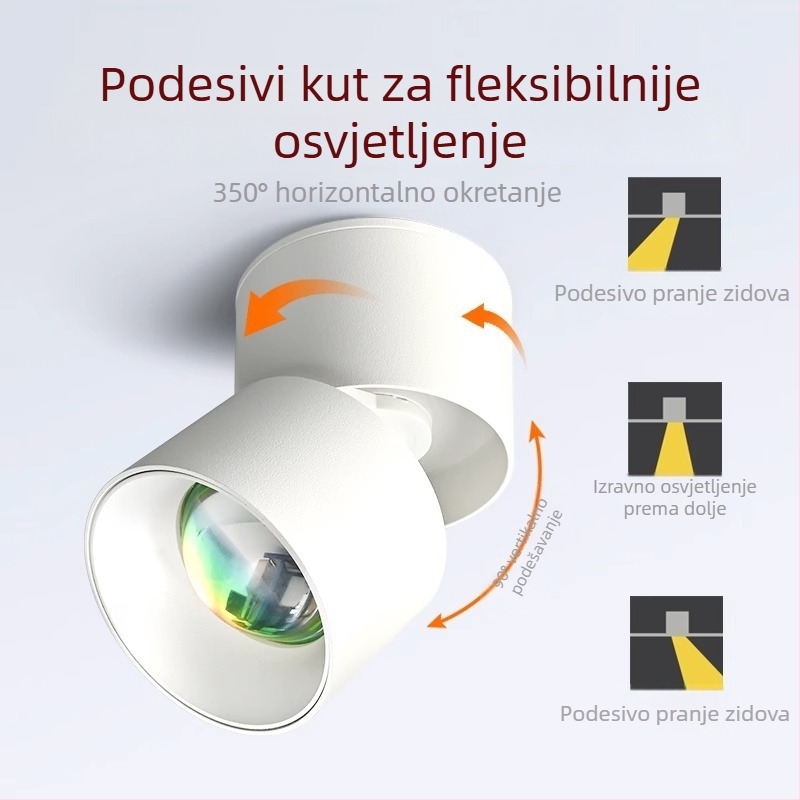 LED cilindrični downlight za hodnike, površinsko montiranje, aluminijsko kućište, 220V, CRI 80–89, moderan minimalistički dizajn