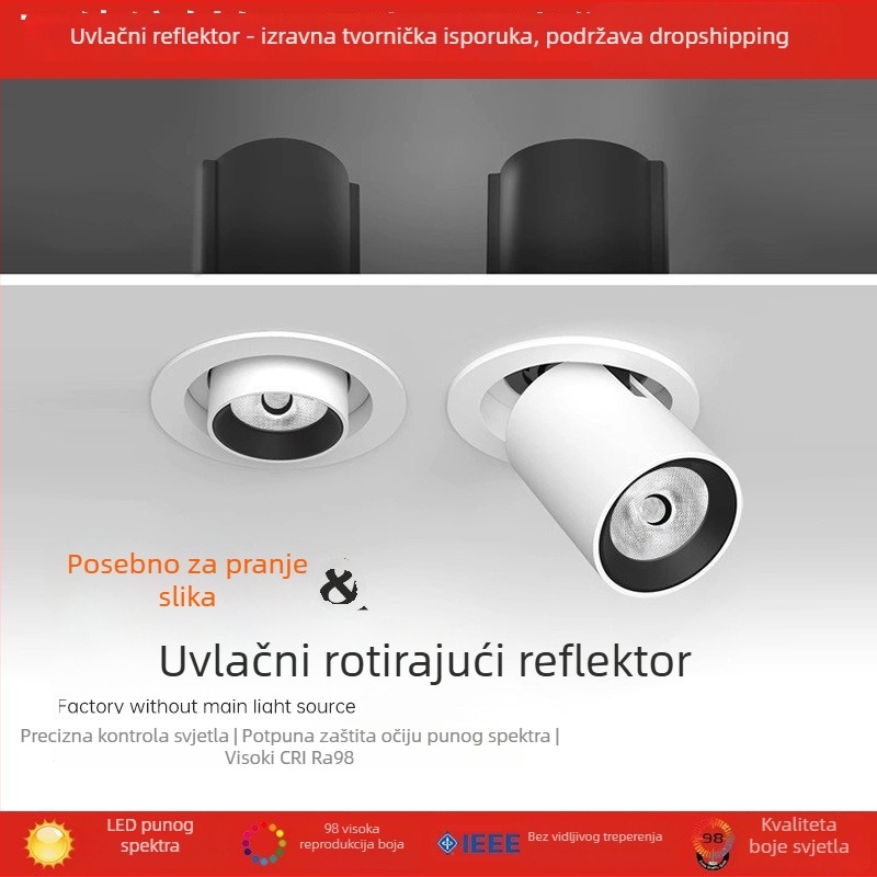 LED reflektor s izvučnim nosom nalik slonovoj proboscisi, ugrađena u strop, podesiv kut, za trgovine odjećom i kafiće
