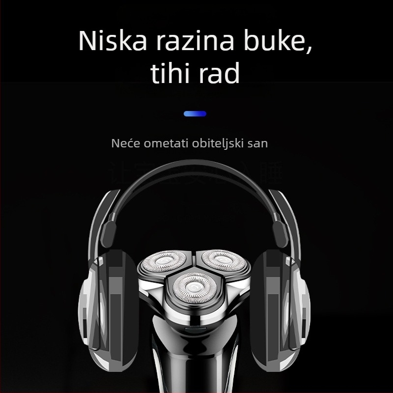 Dingke LED5000 Električni brijač – 3-u-1, plutajuća glava s tri oštrice, trimer za nos, odvojiva i periva glava