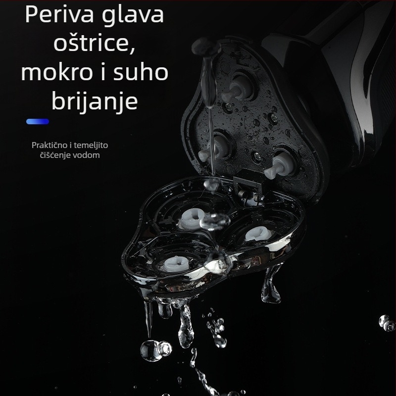 Dingke LED5000 Električni brijač – 3-u-1, plutajuća glava s tri oštrice, trimer za nos, odvojiva i periva glava