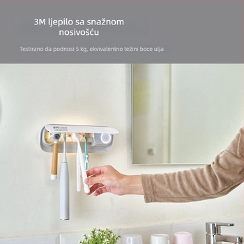 Zidni držač četkica za zube s timerom sušenja toplim zrakom i UV dezinfekcijom, bez bušenja