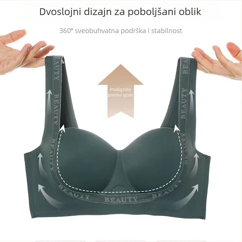 Bešivni grudnjak za žene s malim grudima, push-up košarice za vizualni volumen, bez čeličnog prstena, udoban i prozračan