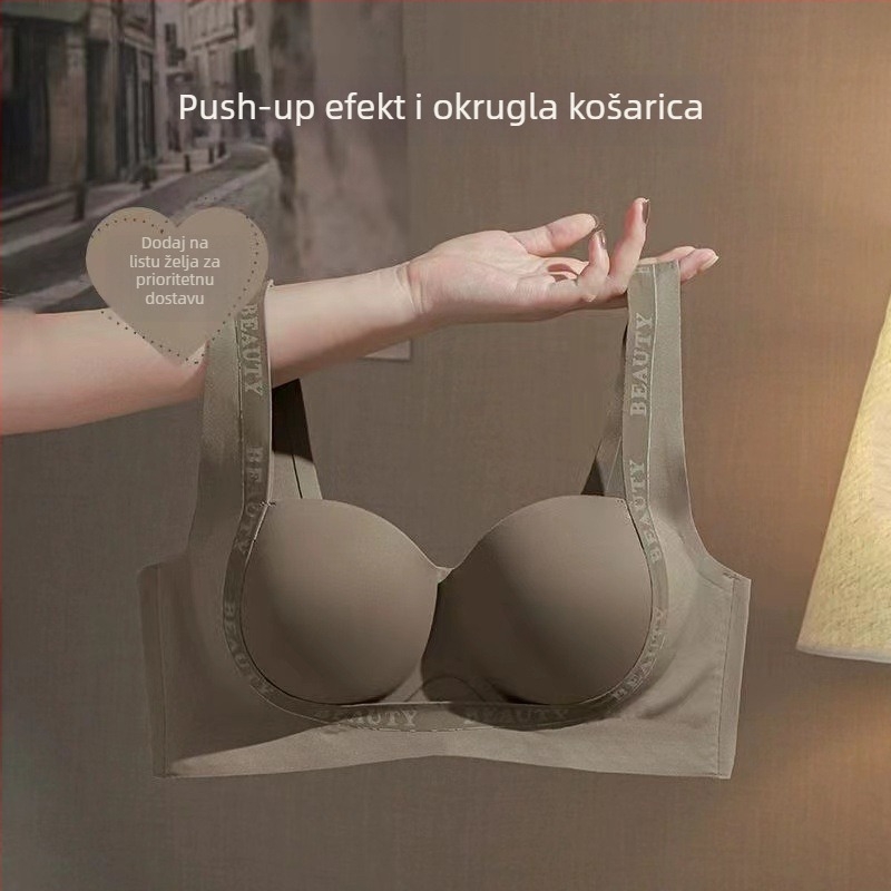 Bešivni grudnjak za žene s malim grudima, push-up košarice za vizualni volumen, bez čeličnog prstena, udoban i prozračan
