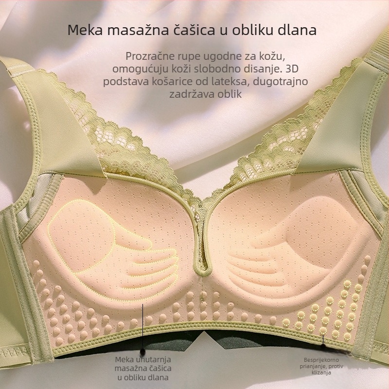 Podesivi latex grudnjak s čipkom bez žica, za male grudi, prozračan, push-up