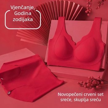 Crveni set grudnjaka za nevjestu sa bezšivnim leđima, vest stil, oblikovane košarice, zodiac godina