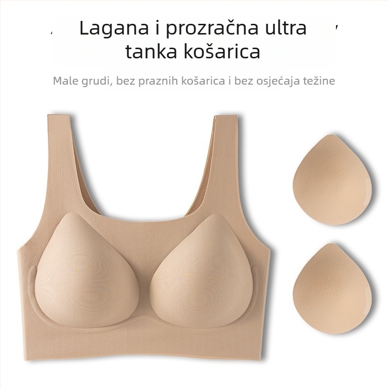 Nevidljivi bešivni grudnjak za male grudi, push-up, protiv opuštanja, oblikovanje leđa, lagan za ljeto