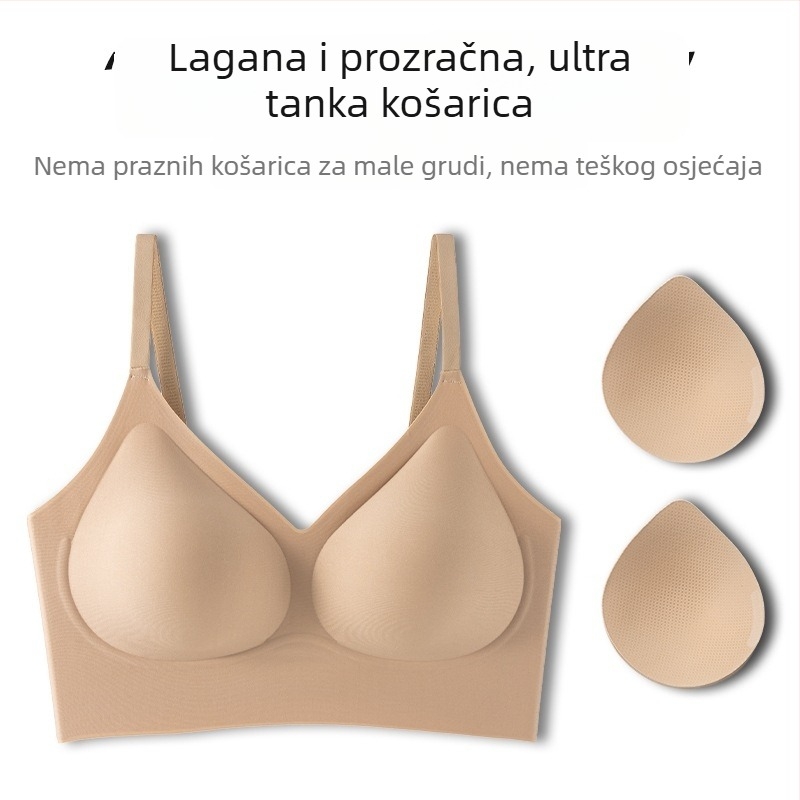 Nevidljivi bešivni grudnjak za male grudi, push-up, protiv opuštanja, oblikovanje leđa, lagan za ljeto