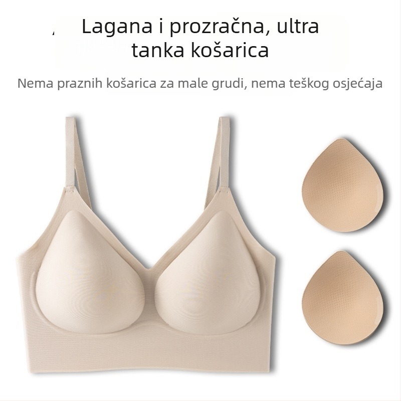 Nevidljivi bešivni grudnjak za male grudi, push-up, protiv opuštanja, oblikovanje leđa, lagan za ljeto