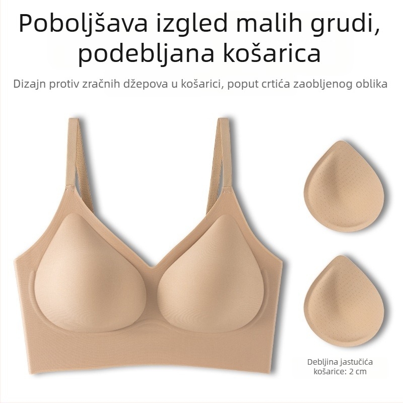 Nevidljivi bešivni grudnjak za male grudi, push-up, protiv opuštanja, oblikovanje leđa, lagan za ljeto