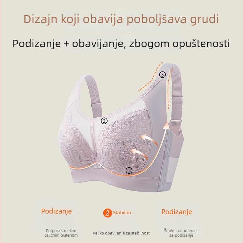 Sutien s punim košemom i push-up učinkom, oblikovanje bočnog dijela dojke i anti-sag potpora, s mekanim čeličnim umetkom