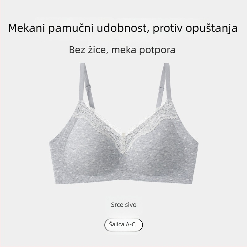 Grudnjak od čiste pamuka s cvjetnim uzorkom, bez šavova, za žene s malim grudima, bez žice, 3/4 košarica, crvena, udobna