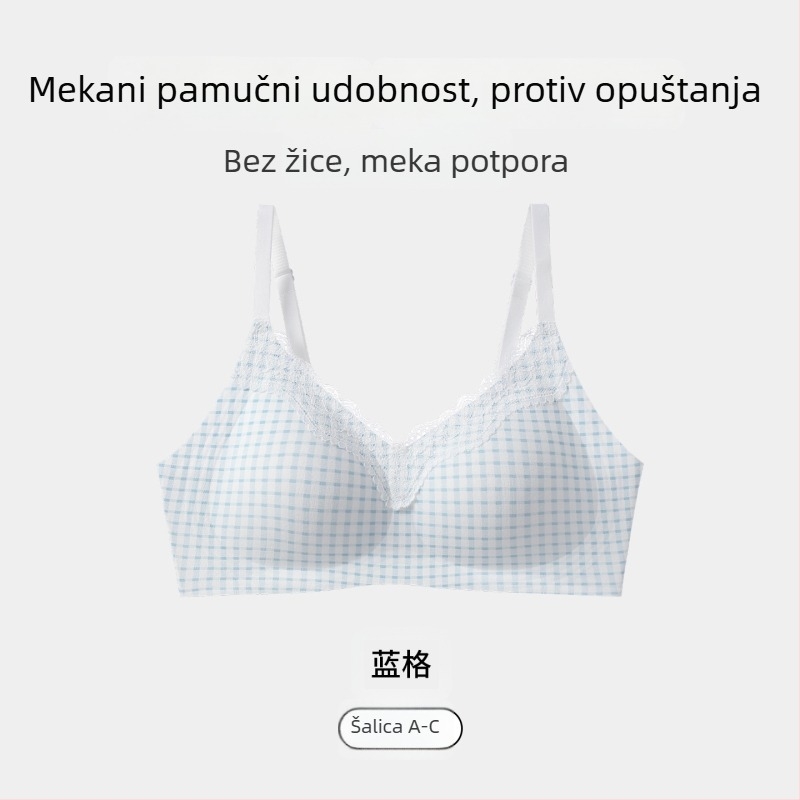 Grudnjak od čiste pamuka s cvjetnim uzorkom, bez šavova, za žene s malim grudima, bez žice, 3/4 košarica, crvena, udobna
