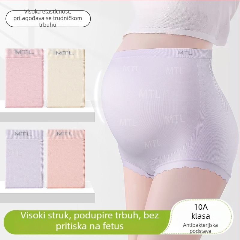 Gaćice za trudnoću s visokim strukom, elastične, antibakterijske, široki kroj, velika veličina, prozračna, za sve sezone
