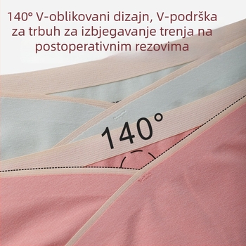Trudničke pamučne gaćice za drugo i treće tromjesečje, niski struk, V oblik potpore trbuha