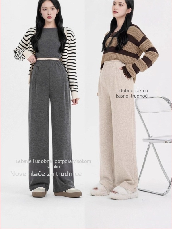Trudničke široke leggings s flis podstavom, debele i tople, podrška za trbuh, za jesen i zimu
