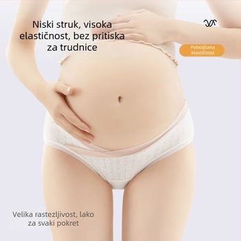 Gaćice za trudnice od 100% pamuka, antibakterijske, s produženim gussetom, niski struk, za sva trimestra trudnoće