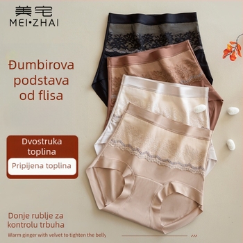 Ženske toplinske gaćice s visokim strukom, Ginger flis podstava, dvostruka izolacija, međunožje od mulberry svile, antibakterijsko 10A