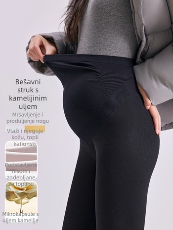 Bezšivne trudničke hlacice, 9/10 duljine, velike veličine, protuklizni Shark stil, debele i tople joga hlače