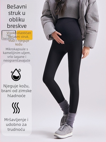 Bezšivne trudničke hlacice, 9/10 duljine, velike veličine, protuklizni Shark stil, debele i tople joga hlače