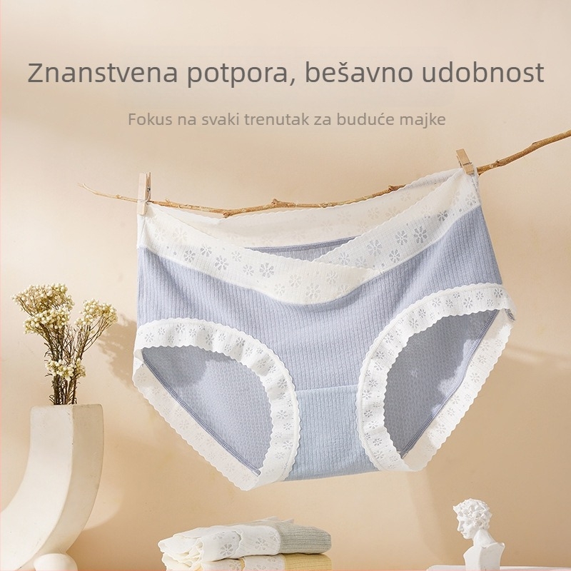 Trudničko donje rublje srednjeg struka s podstavom od mulberry svile, antibakterijsko, prozračno, nježno za kožu i udobno za trudnoću