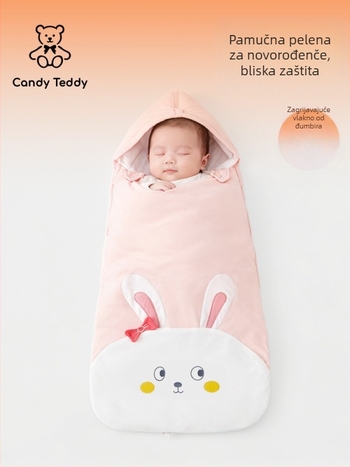 Candy Teddy Debela pamučna zavojnica za novorođenčad – jesen i zima, crtani uzorak