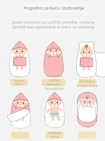 Candy Teddy Debela pamučna zavojnica za novorođenčad – jesen i zima, crtani uzorak