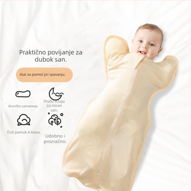 BDL/BIDOLE Ljetni tanki 100% pamuk zavijajuća spavaća vrećica za bebe, 80–100 cm, jednobojna