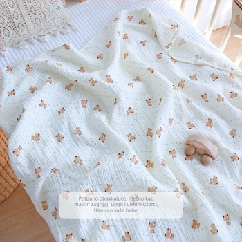 Swaddle za novorođenče od gaze - jednoslojni, prozračan, crtani motivi
