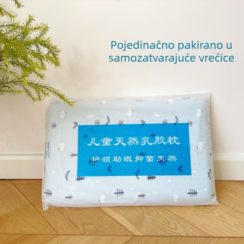 Jastuk od prirodnog lateksa za djecu s pamukom navlakom — crtani dizajn, potpora vrata za bebe, latex jezgra za učenike, za san
