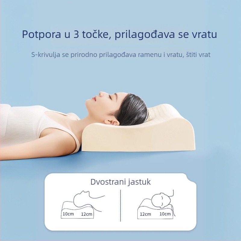 Jastuk od prirodnog lateksa za potporu vratne kralježnice, pravokutnog oblika, visina 5–10 cm, težina 1,0–1,5 kg, pleteni materijal