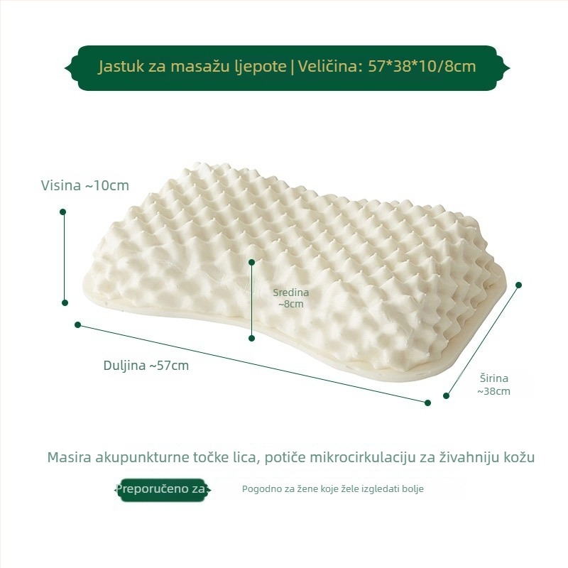 Royal Thai latex jastuk, oblik vlčijeg zuba, visina 10–15 cm, 90% prirodni latex, pleteni materijal, podrška za vrat