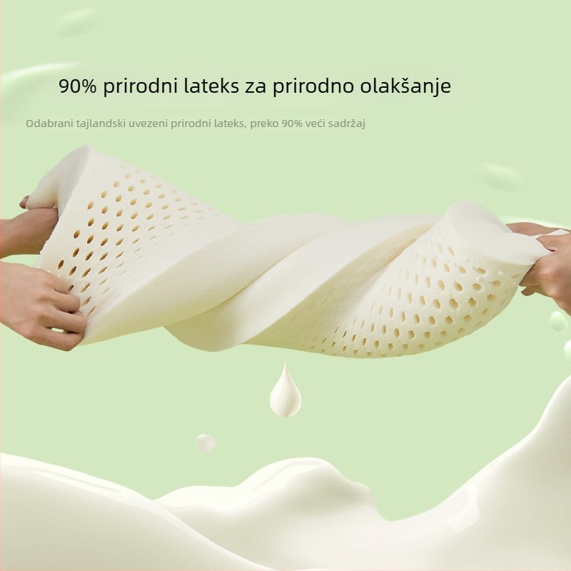 Antibakterijski i protiv grinja latex jastuk s prirodnim kaučukom, sadržaj latexa 80–90%, valovit oblik, potpora vrata, za odrasle, pogodan za dom ili studentski dom