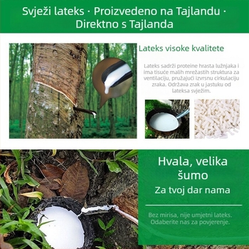 Refined Rose prirodni lateksni jastuk za cervikalnu potporu, kvadratnog oblika, visina 10–15 cm, bijela, navlaka od kemijskih vlakana, punjenje 95% prirodnog lateksa