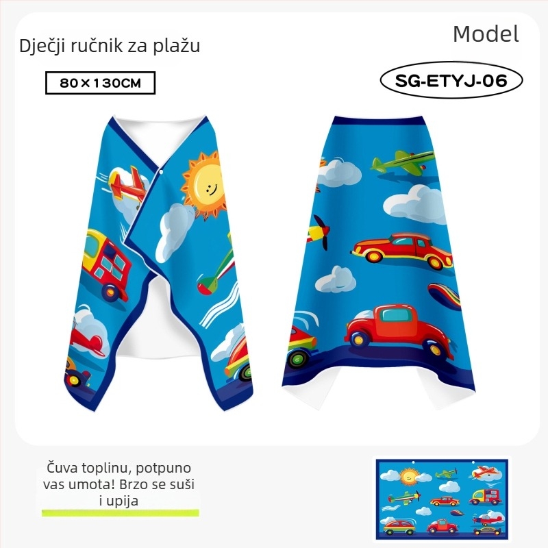 Dječji kapuljački pončo peškir za kupanje, brzo sušenje, dvostrani fleece, nosivi kupaći ogrtač za stariju djecu