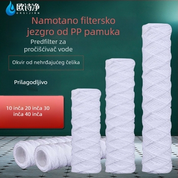 Filtarski element od PP pamuka, obmotan nitima, 10 inča, 5 mm / 1 mm, otporan na visoke temperature, skelet od nehrđajućeg čelika, apsorbirajući pamuk, veličine 20/30/40 inča