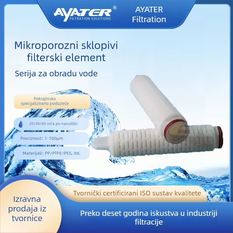 5-inčni PTFE precizan plisirani filtracijski element s PP mikroporoznom membranom, 0,22 mm, sučelje 226
