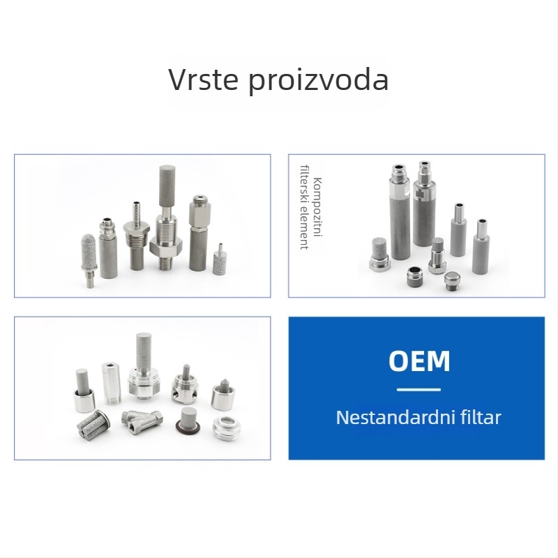 Filter od nehrđajućeg čelika s navojem, praškasto sinteriran, mikro-preciznost, 316L materijal, visokotemperaturni sinterirani filtr
