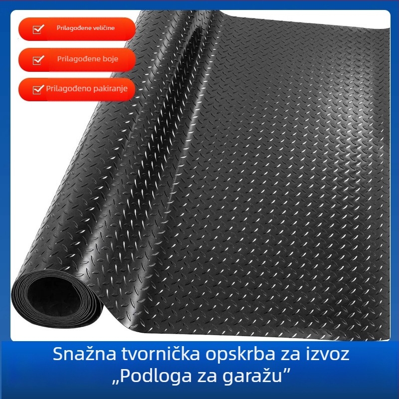 PVC prostirka za garažu i roštilj, crni dijamantni uzorak, vodootporna i otporna na habanje protivklizna podloga za kuhinju, skladište i trgovačke hodnike