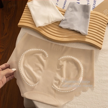 7A antibakterijske ženske gaćice Ice Silk s produženim preponom, pamuk podstava, srednji pojas, plus veličina
