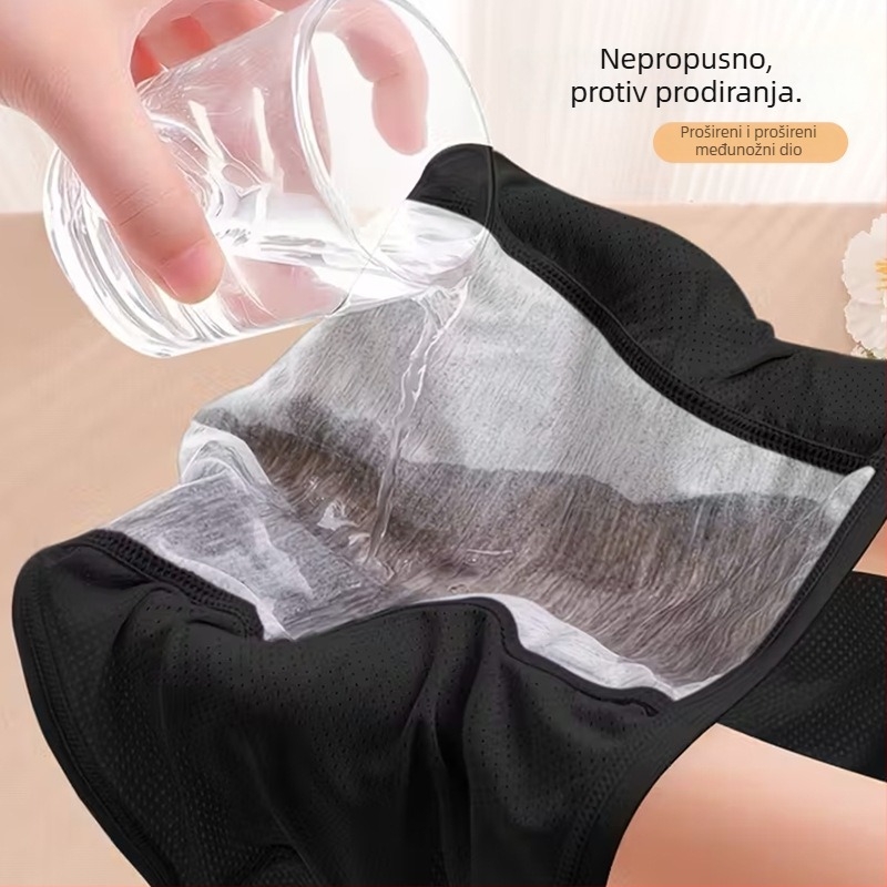 Ženske pletene menstrualne gaćice, prozračne, otporne na curenje, srednjeg struka, velika veličina, europsko-američki stil (2025)