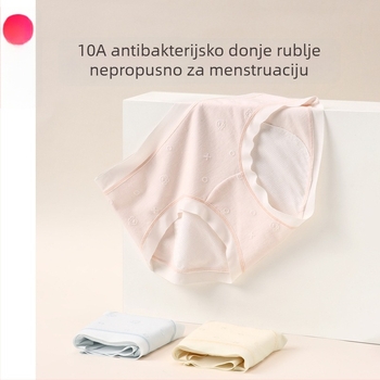 Antibakterijske ženske gaćice za razdoblje mjesečnice, srednjeg struka, zaštita od bočnog curenja