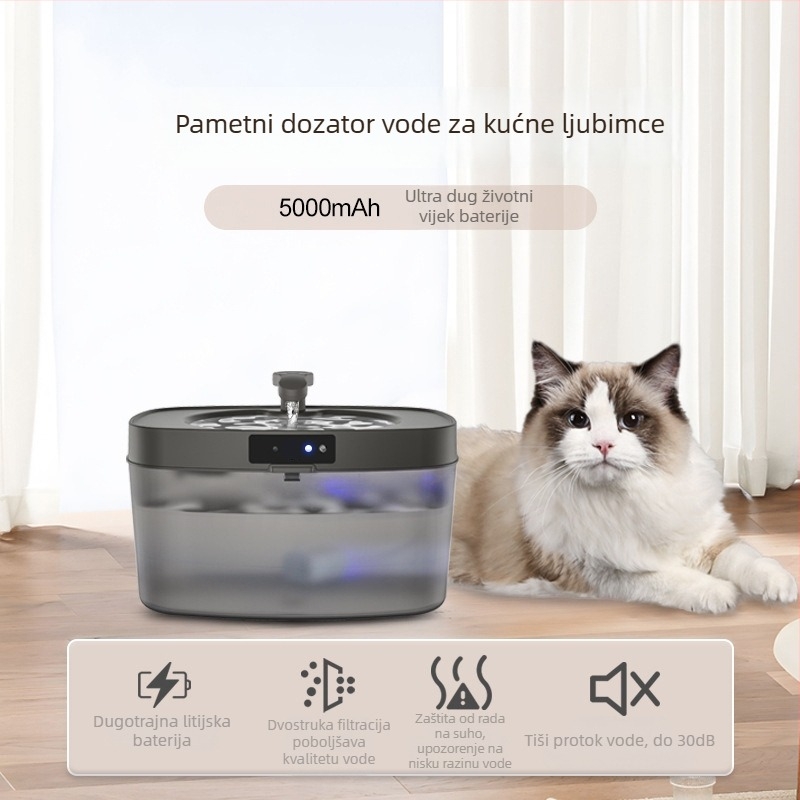 Pametan dispenser vode za kućne ljubimce s filtracijom, tiho djelovanje, velik kapacitet
