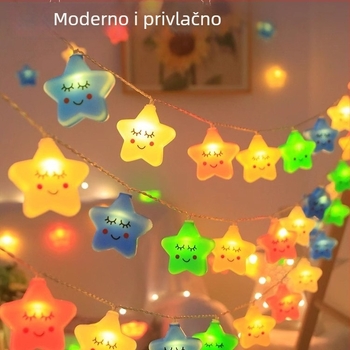 LED niz svjetala sa zvijezdama, oblacima i duginom bojom za ukrašavanje dječje sobe